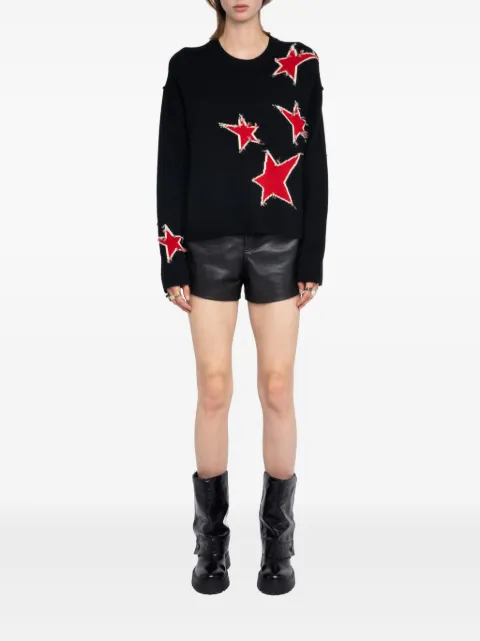 Zadig&Voltaire star-embellished frayed sweater Black KWSW02842