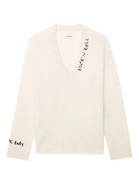 Zadig&Voltaire Mikyz embroidered merino jumper White KWSW02913