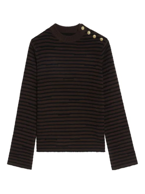 Zadig&Voltaire striped button-detailed sweater Brown KWSW02837