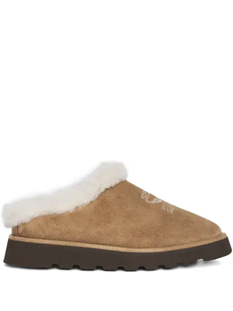 Zadig&Voltaire embroidered fur-trimmed mules Brown SWCT02041