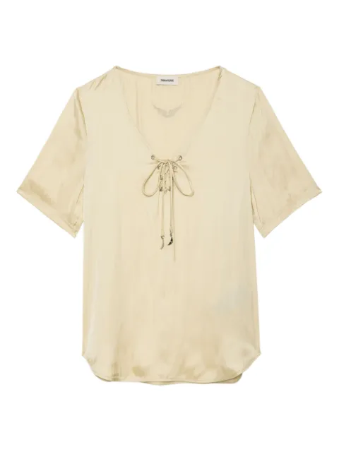 Zadig&Voltaire Terzo lace-up short-sleeved top Neutrals WWTO01999