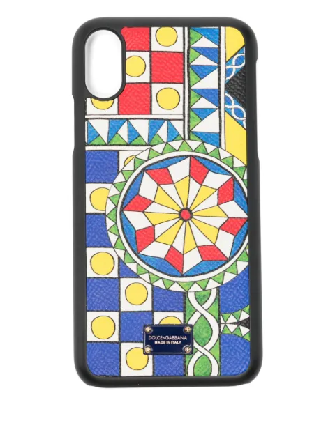 Dolce & Gabbana geometric-pattern iPhone X case Black BI2408AS625