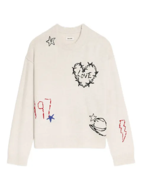 Zadig&Voltaire embroidered heart detail sweater Neutrals KWSW02810