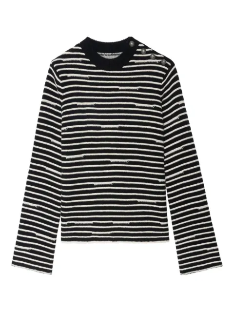 Zadig&Voltaire Spiky striped button-detailed sweater Black KWSW02837