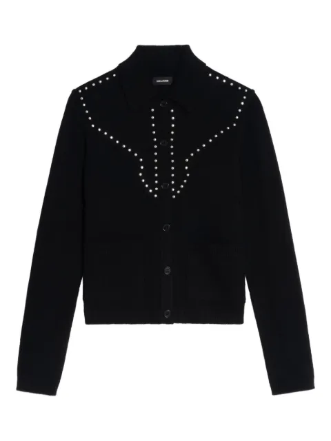 Zadig&Voltaire stud-embellished crew-neck cardigan Black KWCA01648