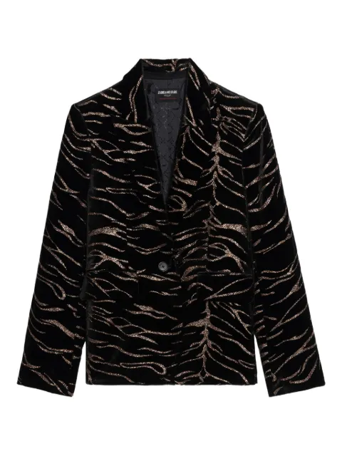 Zadig&Voltaire Vavy tiger-stripe velvet blazer Black WWBL01939