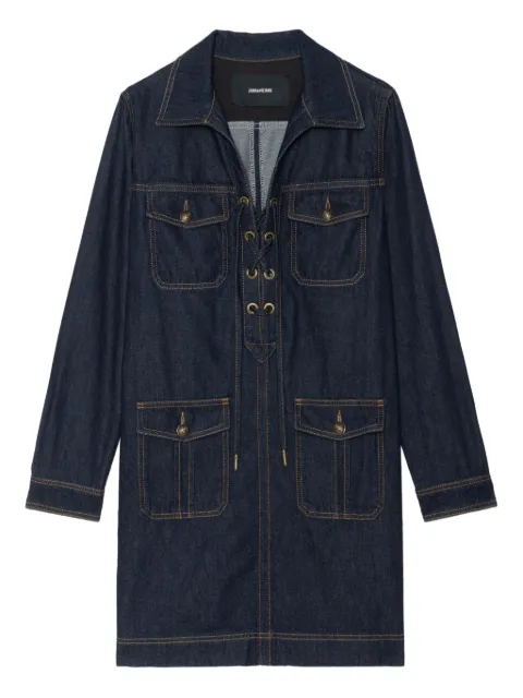 Zadig&Voltaire Remacha lace-up pocket mini dress Blue WWDR02576