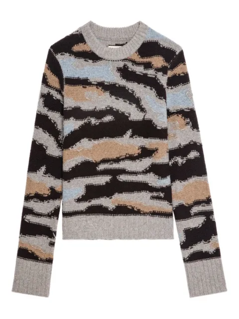 Zadig&Voltaire Malty patterned crew-neck sweater Brown KWSW02821