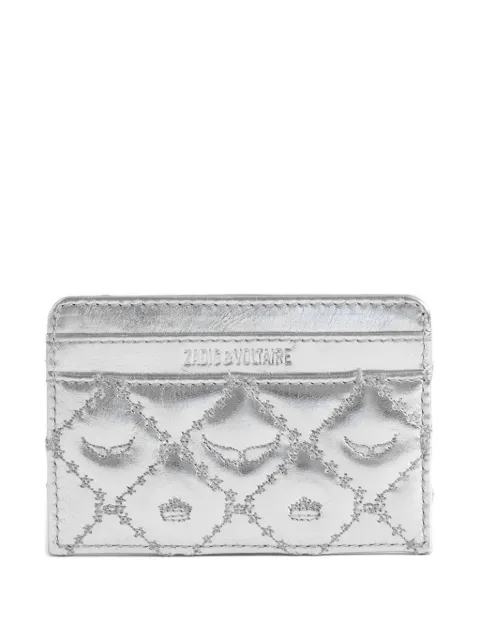 Zadig&Voltaire quilted leather card holder Silver LWSG03723