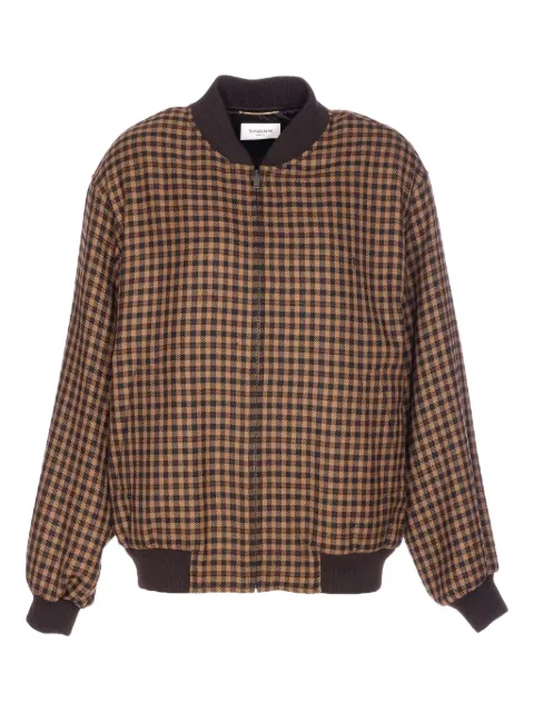 Saint Laurent Cassandre checked bomber jacket Brown 843358Y3J12