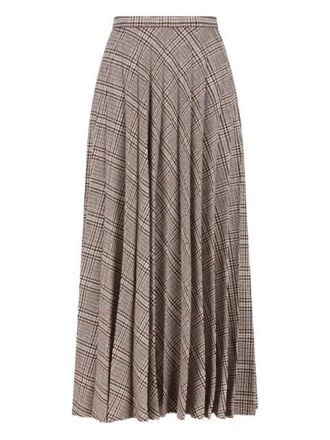 Saint Laurent pleated check-pattern maxi skirt Neutrals 843874Y3D12