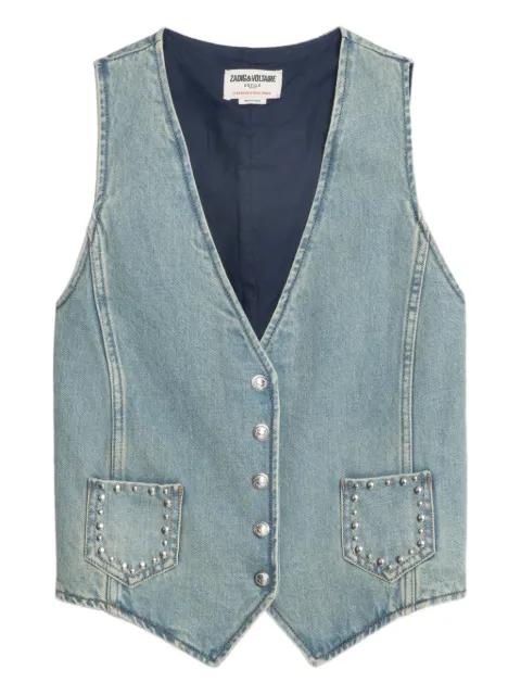 Zadig&Voltaire V-neck studded waistcoat Blue WWOW01679