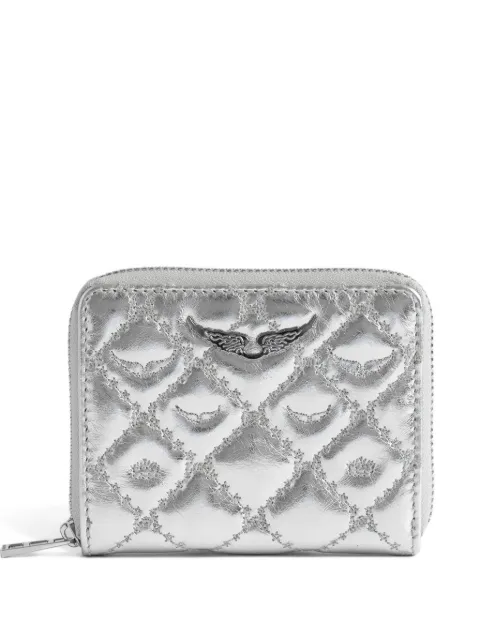 Zadig&Voltaire quilted leather zip wallet Silver LWSG03721
