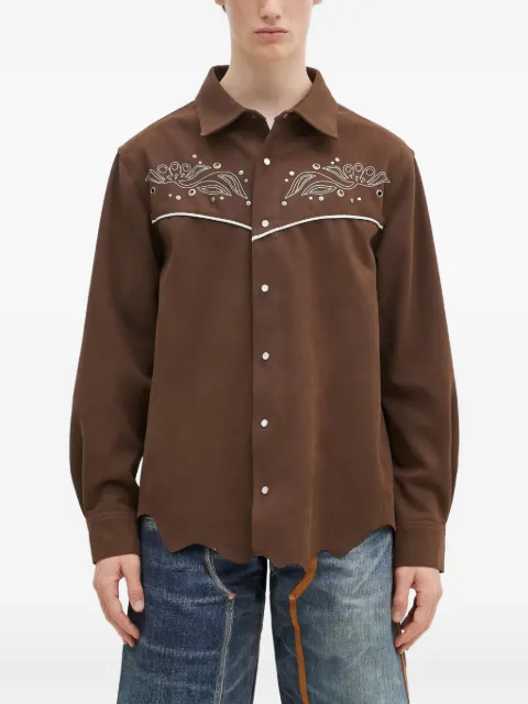 Andersson Bell embroidered yoke shirt Brown ATB1237M