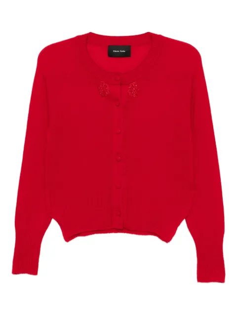 Simone Rocha embellished cashmere cardigan Red COMK3B0667CASHMEREBLOODREDRED