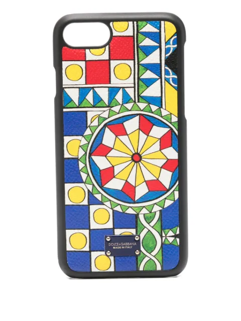 Dolce & Gabbana geometric-print iPhone 7 and 8 case Blue BI2235AS625