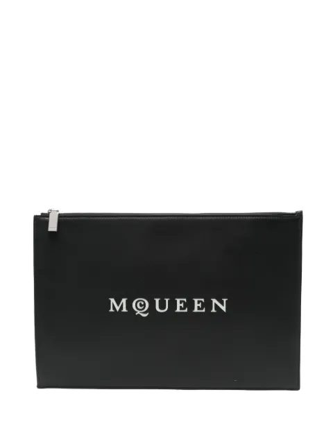 Alexander McQueen logo-print clutch bag Black 8361481AAU6