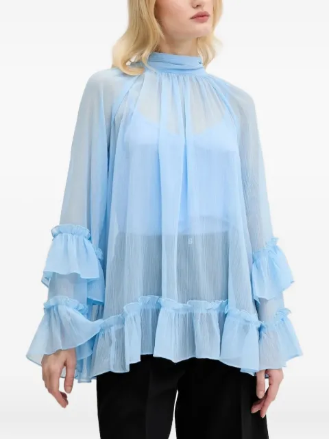 NEVER FULLY DRESSED high-neck ruffled top Blue NFDTO1672