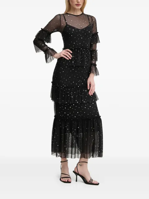 NEVER FULLY DRESSED star-embellishment tiered maxi dress Black NFDDR1804