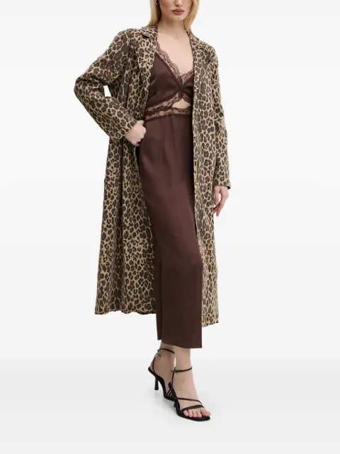 NEVER FULLY DRESSED leopard-print belted coat Neutrals OU403