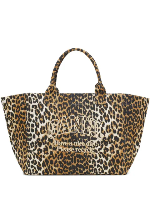 GANNI leopard XXL tote Neutrals A7161