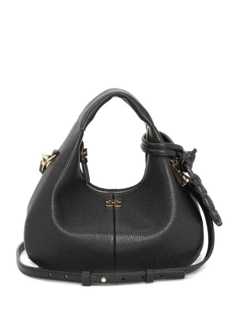 GANNI grained knot-detail shoulder bag Black A6976