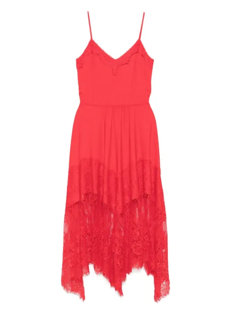 NISSA lace-trim midi dress Red RS16143