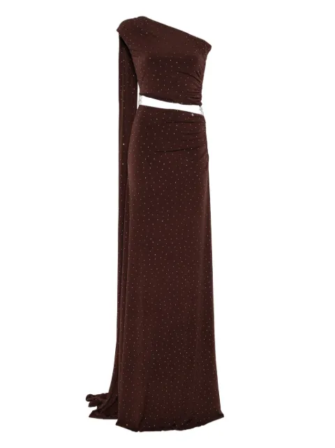 NISSA rhinestone-embellished gown Brown RRS15855BROWN