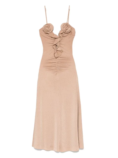 NISSA rhinestone-embellished midi dress Neutrals RS15827BEIGE