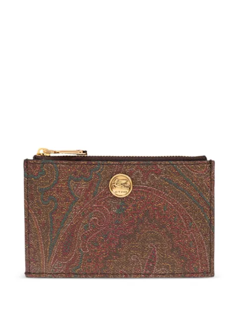 ETRO arnica and leather card holder with coin Brown WP2E0002AA027