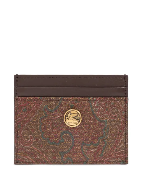 ETRO arnica and leather card holder with coin Brown WP2E0001AA027