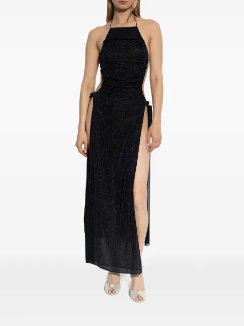 Oséree ruched halterneck maxi dress Black LNF257