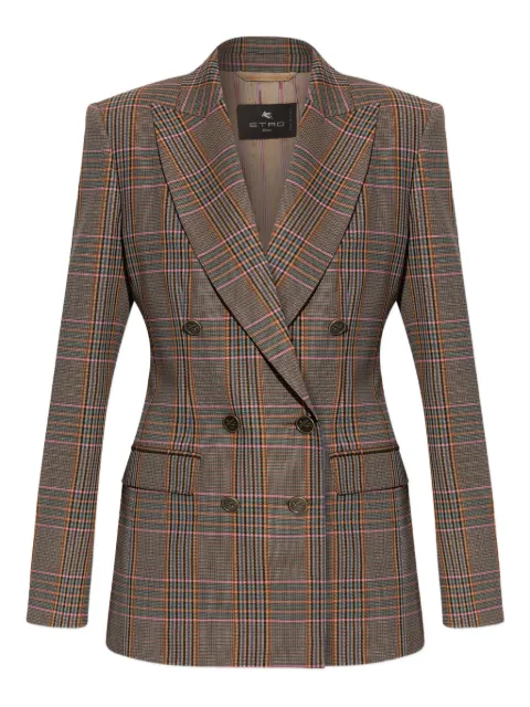 ETRO checked double-breasted blazer Brown WRCA001099TQB67