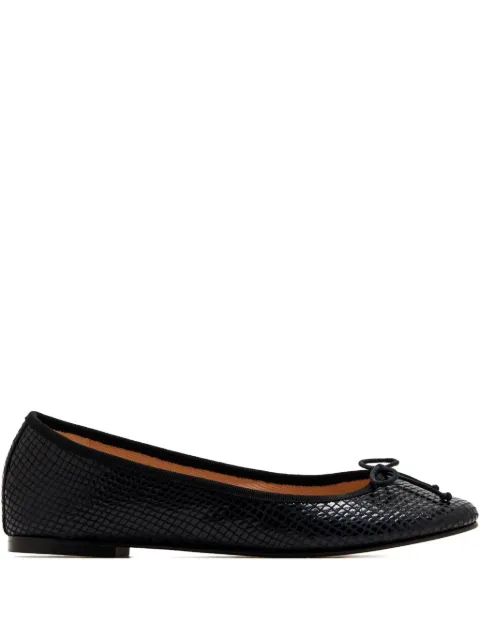 HOUSE OF BALLERINAS snakeskin-bow ballet flats Black ISABLAK