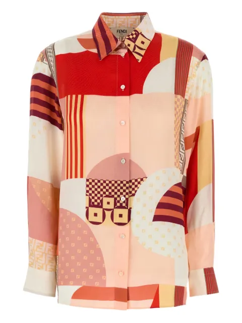 FENDI abstract-pattern button-up shirt Pink FS8274AUQM