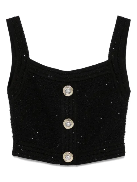 Balmain textured cropped top Black FF1AB052KI74