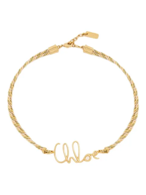 Chloé Plage braided-cord logo necklace Gold CH25AJN33CVB