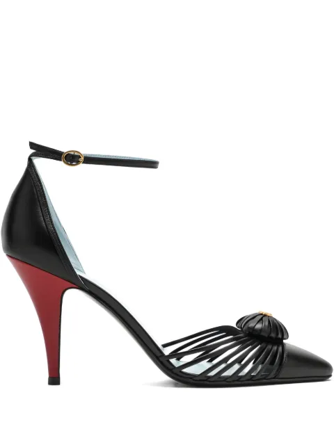 Valentino Garavani 85mm strapped heart-detail heeled pumps Black WS0LU7DMD
