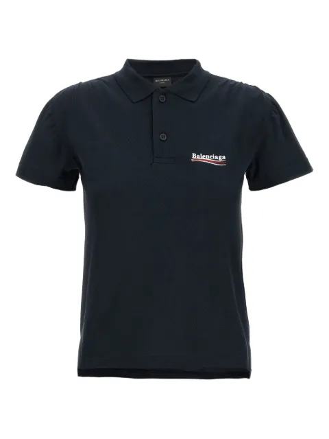 Balenciaga logo-embroidered polo top Blue 833244TSVN9