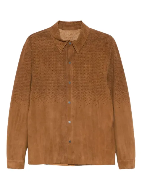 Salvatore Santoro perforated suede shirt jacket Brown DNSTOBACCO
