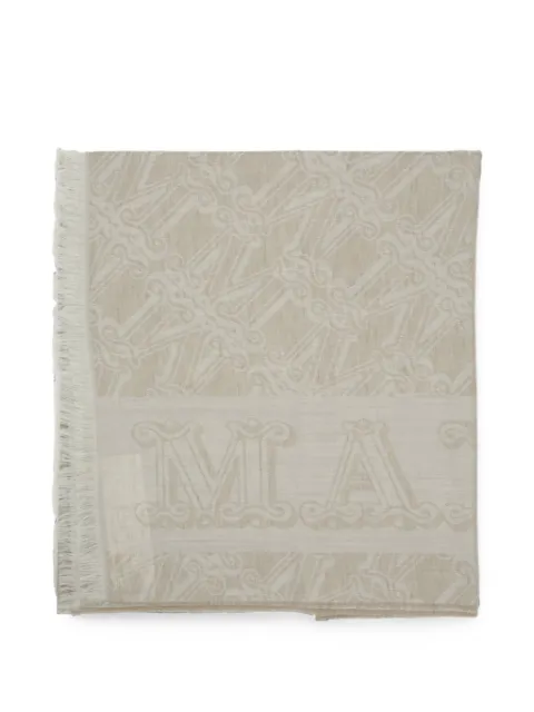 Max Mara monogram-jacquard fringed scarf Neutrals AGRE