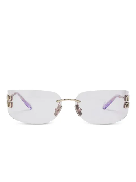 Miu Miu Eyewear logo-plaque rimless sunglasses Gold 0MUA51S75ZVN90O