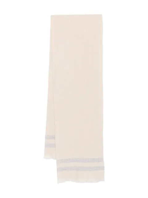 Eleventy ribbed-knit frayed-edge scarf Neutrals L77SCIL08TES0L168
