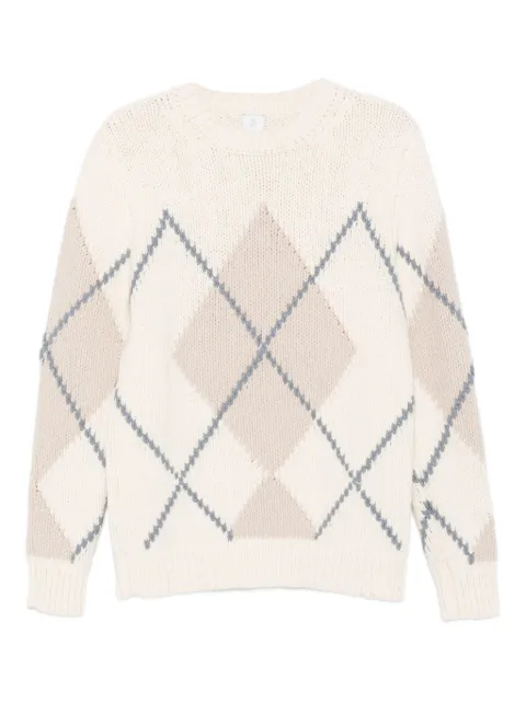Eleventy diamond-pattern crew-neck sweater Neutrals L76MAGL50MAG0L021
