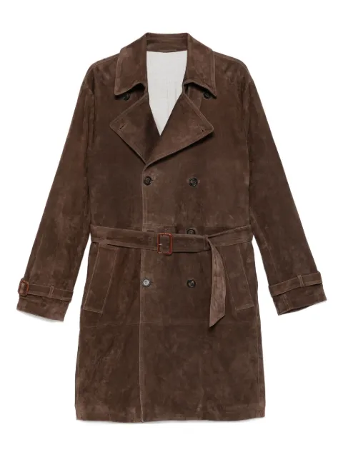 Eleventy belted double-breasted suede trench coat Brown L75SPOL01PEL0L031
