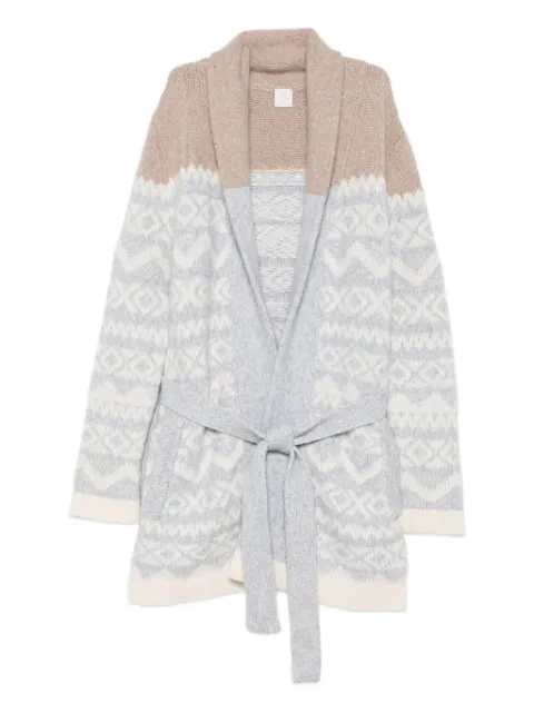 Eleventy patterned-jacquard belted cardigan Neutrals L76MAGL58MAG0L020