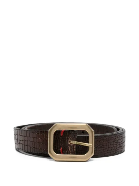 Eleventy crocodile-embossed rectangular-buckle belt Brown L77CINL13PEL0L019