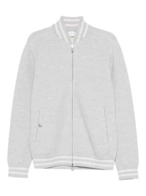 Eleventy stripe-trim wool bomber jacket Grey L76MAGL68MAG0L026