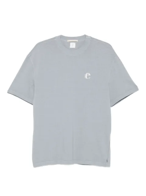 Eleventy Running Club-print cotton T-shirt Blue L75TSHL13TET0K024