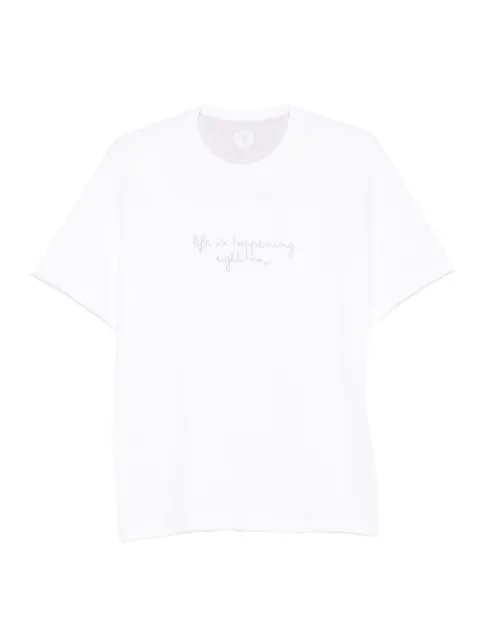 Eleventy embroidered crew-neck T-shirt White L75TSHL16TSH26001
